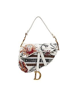 Dior Medium Embroidered Floral Saddle (view 1)