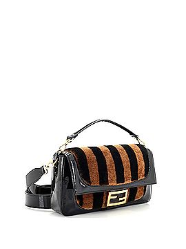 Fendi Baguette NM Bag Pequin Shearling with Patent Large (view 2)