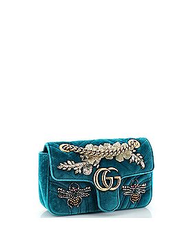 Gucci GG Marmont Flap Bag Embellished Matelasse Velvet Mini (view 2)