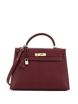 Hermès Kelly Handbag Red Chevre de Coromandel with Gold Hardware 32 (view 1)