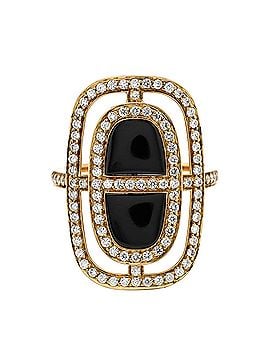 Hermès Chaine d'Ancre Double Halo Oval Ring 18K Yellow Gold with Diamonds and Onyx (view 1)