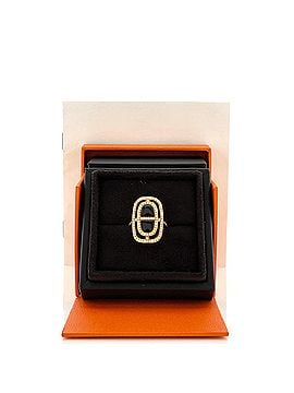 Hermès Chaine d'Ancre Double Halo Oval Ring 18K Yellow Gold with Diamonds and Onyx (view 2)