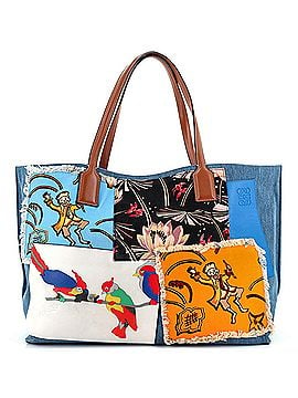 Loewe T Shopper Tote Patchwork Embellished Denim and Leather Large (view 1)