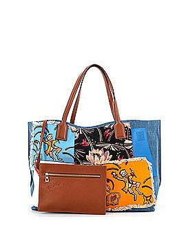Loewe T Shopper Tote Patchwork Embellished Denim and Leather Large (view 2)