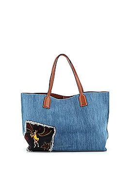Loewe T Shopper Tote Patchwork Embellished Denim and Leather Large (view 2)