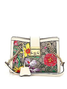 Gucci Padlock Chain Tote Flora GG Coated Canvas Small (view 1)