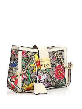 Gucci Padlock Chain Tote Flora GG Coated Canvas Small (view 2)