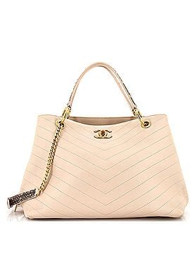 Chanel Chevron Chic Shopping Tote Calfskin with Snakeskin Small (view 1)