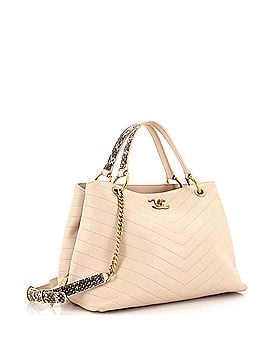 Chanel Chevron Chic Shopping Tote Calfskin with Snakeskin Small (view 2)