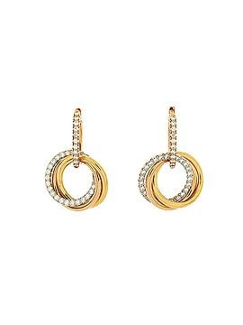 Cartier Trinity Hoop Dangle Earrings 18K Tricolor Gold with Diamonds (view 1)