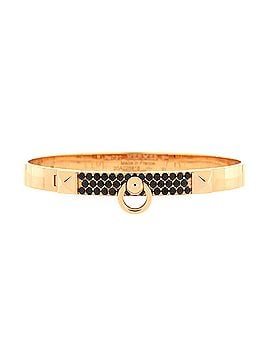 Hermès Collier de Chien Bracelet 18K Rose Gold with Pave Black Spinels Small (view 1)