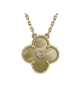 Van Cleef & Arpels Vintage Alhambra Pendant Necklace 18K Yellow Gold and Gold Mother of Pearl with Diamond (view 1)