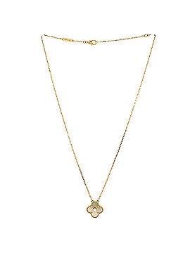 Van Cleef & Arpels Vintage Alhambra Pendant Necklace 18K Yellow Gold and Gold Mother of Pearl with Diamond (view 2)