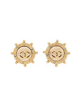 Chanel CC Wheel Clip-On Earrings Metal with Crystals (view 1)