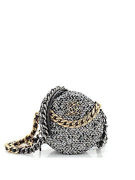 Chanel 19 Round Clutch with Chain Quilted Tweed with Sequins (view 1)