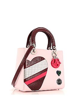 Christian Dior Valentine's Day Heart Lady Dior Bag Leather with Textured Patent Leather and Micro Cannage Perforated Calfskin Medium (view 2)