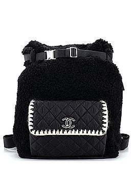 Chanel Coco Neige Front Pocket Backpack Shearling with Quilted Nylon Medium (view 1)