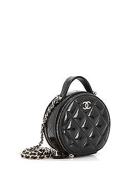 Chanel Handle with Care Round Vanity Case with Chain Quilted Patent Small (view 2)
