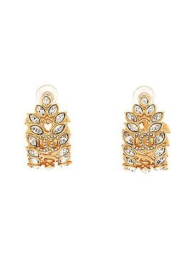 Chanel Leafy CC Huggie Clip-On Earrings Metal with Crystals (view 1)