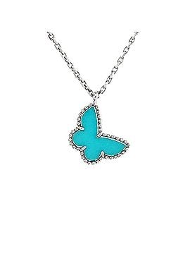 Van Cleef & Arpels Sweet Alhambra Butterfly Pendant Necklace 18K White Gold with Turquoise (view 1)
