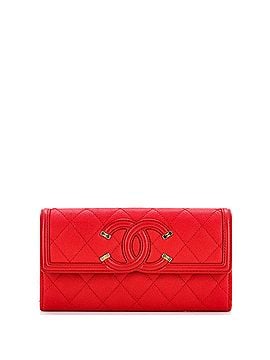 Chanel Filigree Flap Wallet Quilted Caviar Long (view 1)