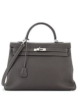 Hermès Kelly Handbag Grey Clemence with Palladium Hardware 35 (view 1)