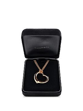 Tiffany & Co. Elsa Peretti Open Heart Mesh Pendant Necklace 18K Rose Gold 36mm (view 2)