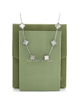 Van Cleef & Arpels Vintage Alhambra 10 Motifs Necklace 18K White Gold and Mother of Pearl (view 2)