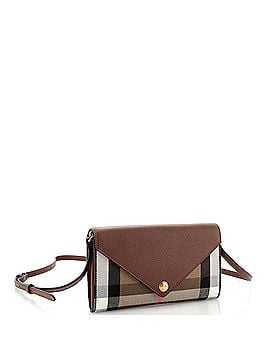 Burberry Hannah Envelope Wallet on Strap Leather and Vintage Check Canvas (view 2)