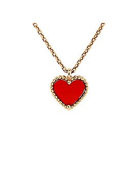 Van Cleef & Arpels Sweet Alhambra Heart Pendant Necklace 18K Rose Gold and Carnelian (view 1)