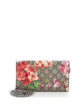 Gucci Chain Wallet Blooms Print GG Coated Canvas (view 1)