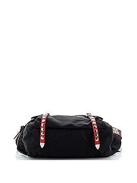 Prada New Vela Flap Messenger Bag Tessuto with Studded Leather Medium (view 2)