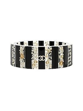 Chanel CC Bangle Bracelet Resin with Faux Pearls Wide (view 1)