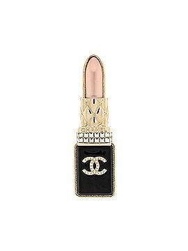 Chanel CC Lipstick Brooch Metal with Resin and Crystals (view 1)