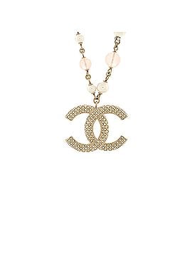 Chanel CC Long Pendant Necklace Metal with Faux Pearls and Crystals (view 1)