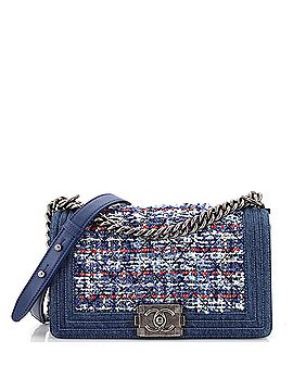 Chanel Boy Flap Bag Quilted Tweed With Denim Old Medium (view 1)