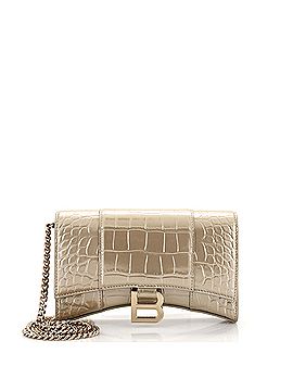 Balenciaga Hourglass Chain Wallet Crocodile Embossed Leather (view 1)