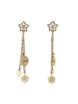 Chanel CC Charms Star Dangle Clip-On Earrings Metal with Faux Pearls, Crystals, and Beads (view 1)