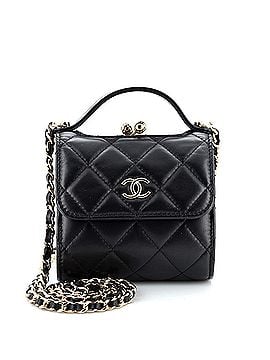 Chanel CC Kisslock Frame Top Handle Clutch with Chain Quilted Lambskin Mini (view 1)