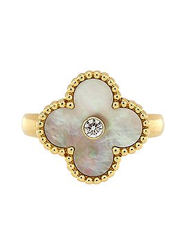 Van Cleef & Arpels Vintage Alhambra Ring 18K Yellow Gold with Mother of Pearl and Diamond (view 1)
