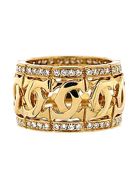 Cartier Vintage Double C de Cartier Band Ring 18K Yellow Gold with Diamonds Wide (view 1)