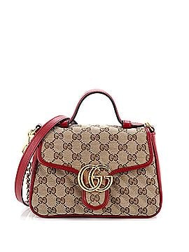 Gucci GG Marmont Top Handle Flap Bag Diagonal Quilted GG Canvas Mini (view 1)