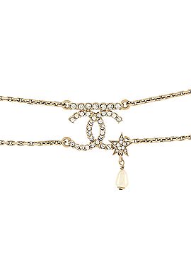 Chanel CC Star Pendant Double Chain Choker Necklace Metal with Crystals and Faux Pearl (view 1)