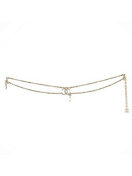 Chanel CC Star Pendant Double Chain Choker Necklace Metal with Crystals and Faux Pearl (view 2)
