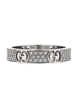 Gucci Icon Band Ring 18K White Gold with Diamonds 4mm (view 1)