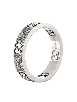 Gucci Icon Band Ring 18K White Gold with Diamonds 4mm (view 2)
