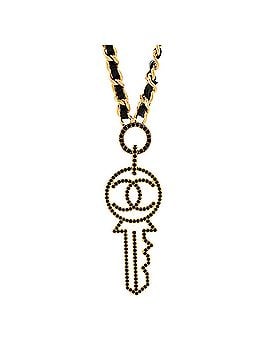 Chanel CC Key Pendant Necklace Metal with Leather and Crystals (view 1)