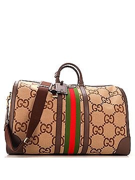 Gucci Savoy Web Convertible Duffle Bag Jumbo GG Canvas Maxi (view 1)