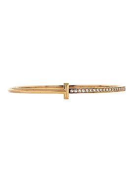 Tiffany & Co. T1 Hinged Bangle Bracelet 18K Rose Gold with Diamonds Narrow (view 1)