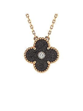 Van Cleef & Arpels Vintage Alhambra Pendant Necklace 18K Rose Gold and Silver Obsidian with Diamond (view 1)